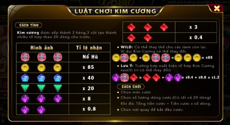 Quy định vòng cược có trong game Kim Cương